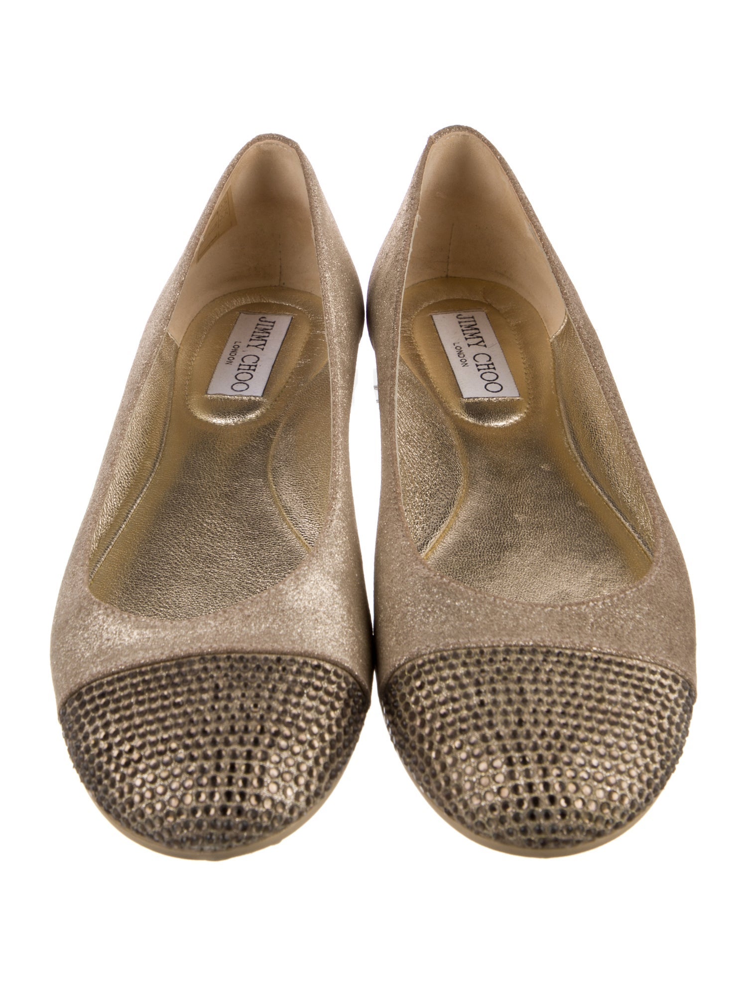 Jimmy Choo Leather Crystal Embellishments Ballet Flats